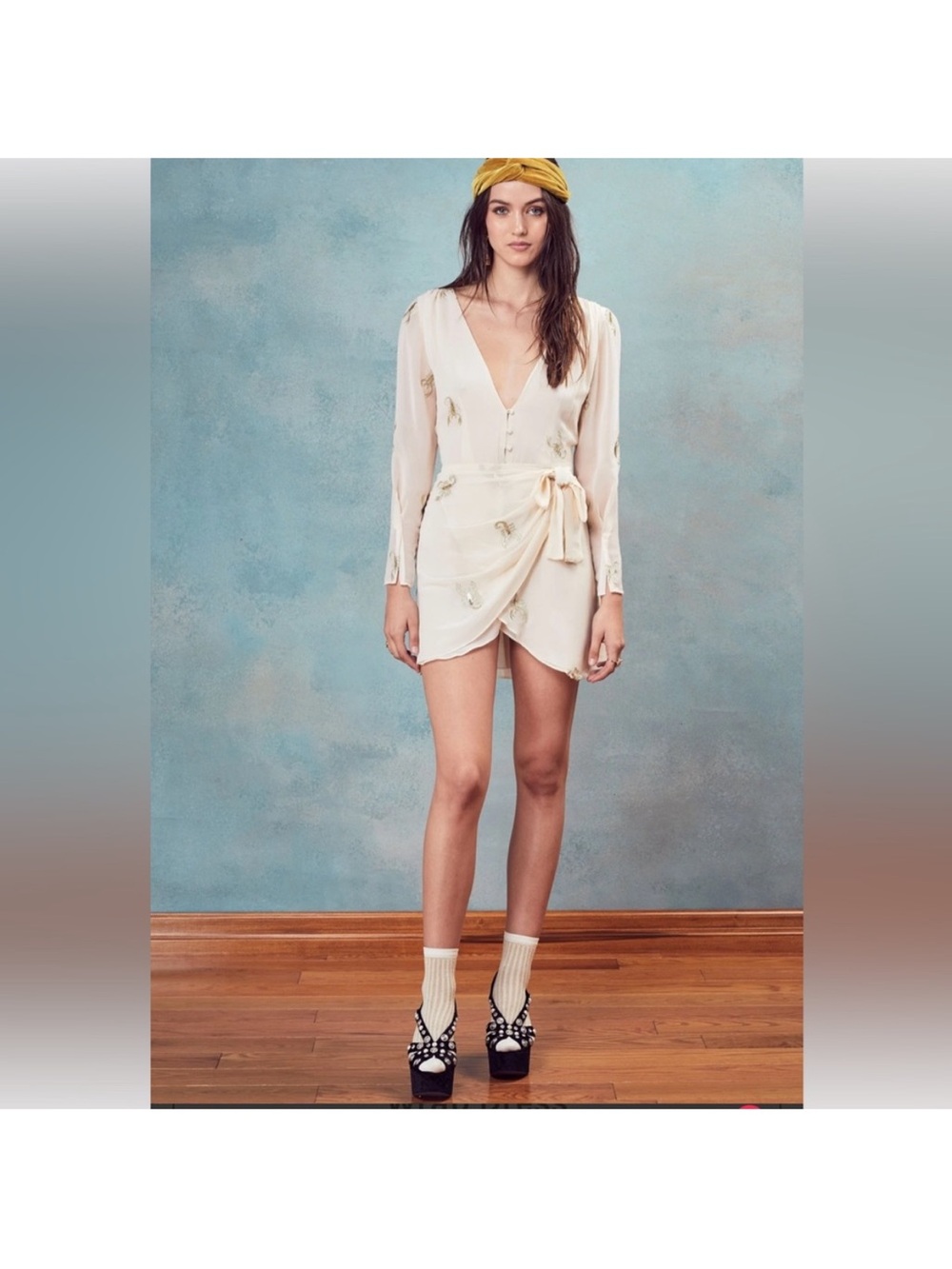 MY26 For Love and Lemons Scorpion Embellish Wrap Mini Dress